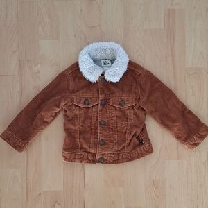 Baby B'Gosh Toddler Brown Corduroy Jacket with White Faux Fur Collar Size 18m